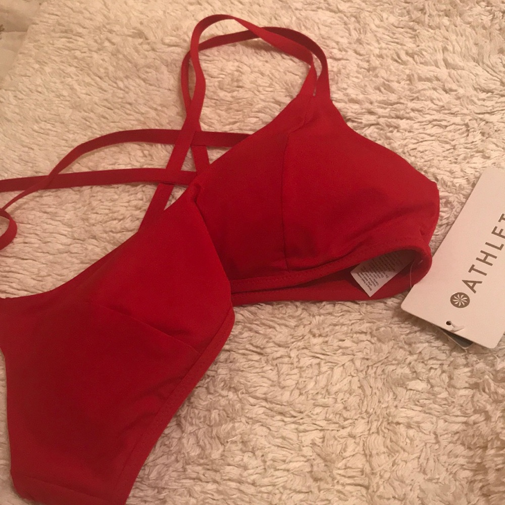 Athleta South Swell Red Strapy swimsuit top